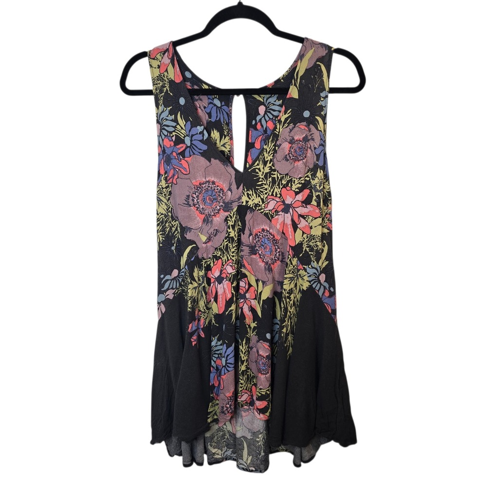 Free People Floral Keyhole Neck Sleeveless Peasant Top Tunic‎ Dress XS